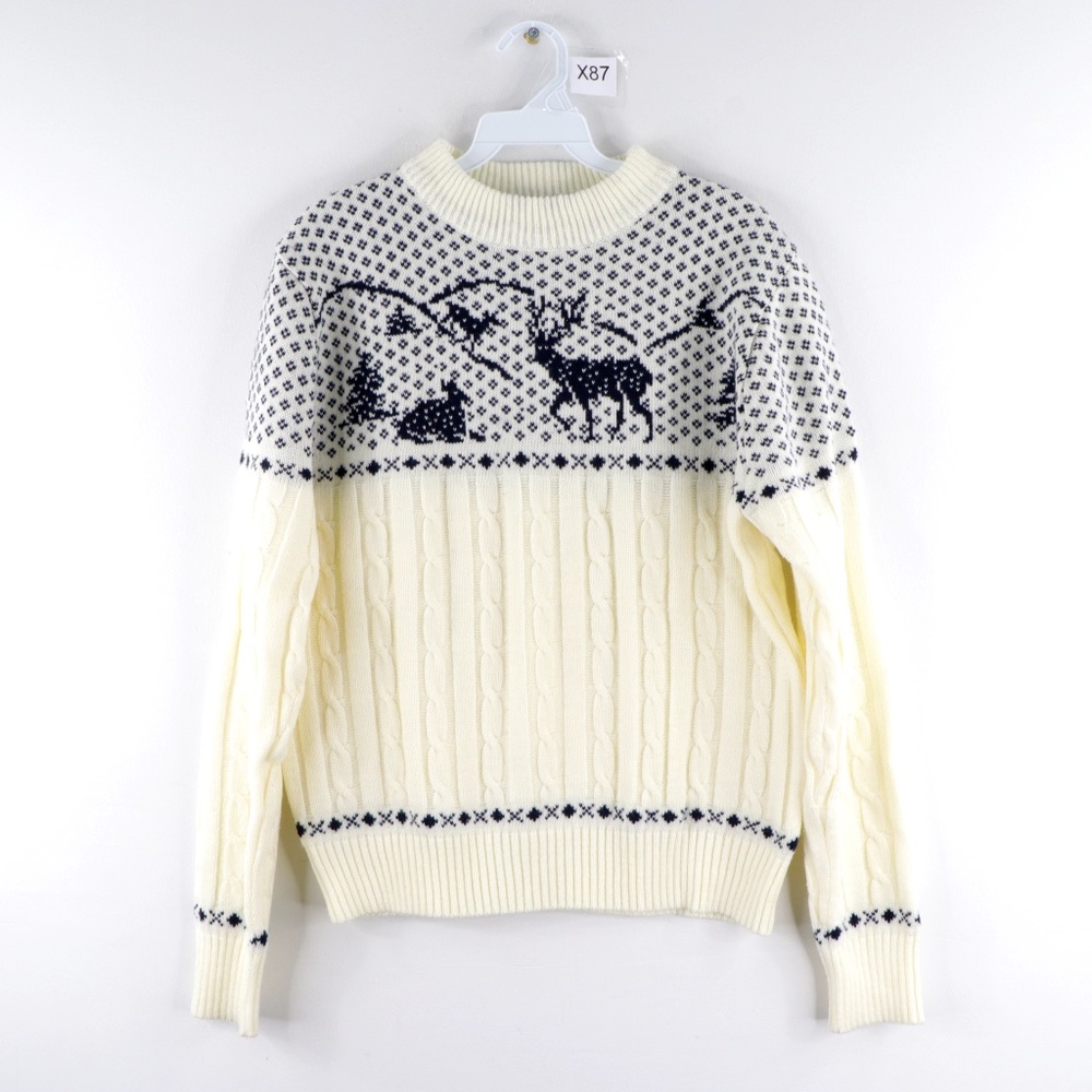 Vintage 80s Fair Isle Print Reindeer Sweater